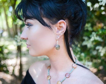 Rainbow picasso necklace and earring set