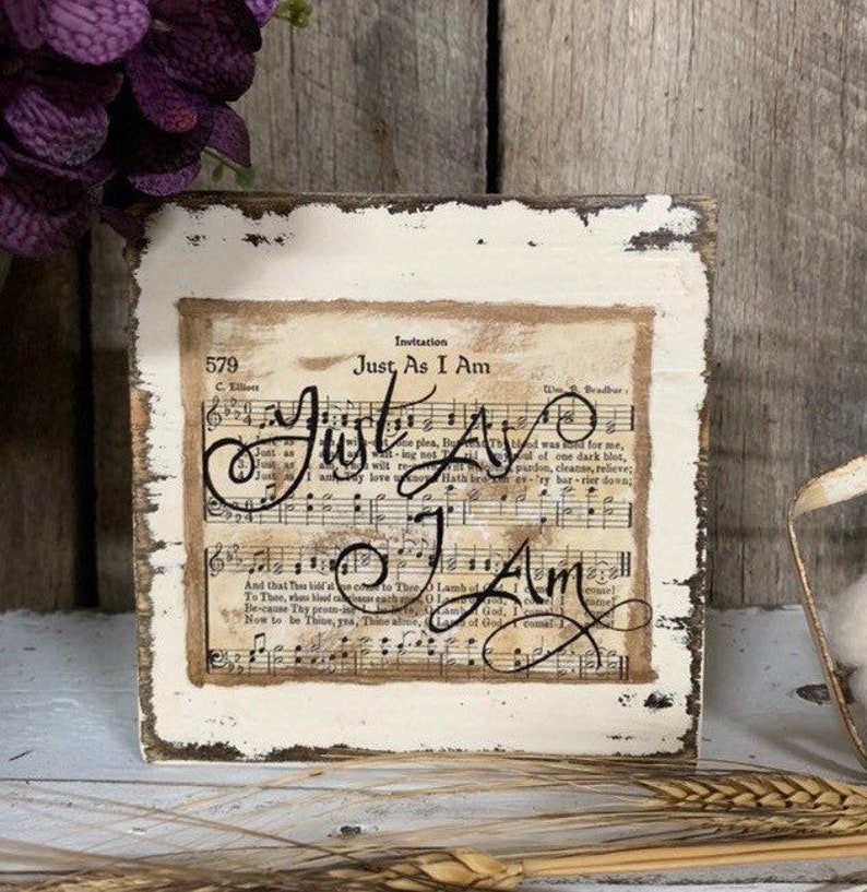 Just as I Am Hymn Sign Inspirational Wall Art Church Sheet Etsy