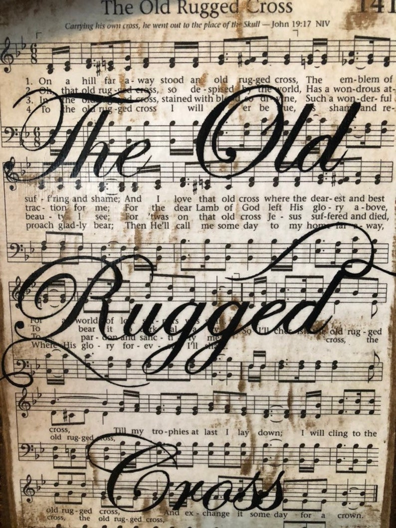 The Old Rugged Cross Hymn Sign Inspirational Wall Art Etsy