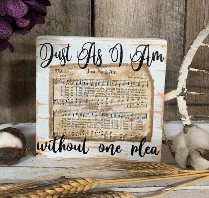 Just as I Am Hymn Sign Inspirational Wall Art Church Sheet Etsy