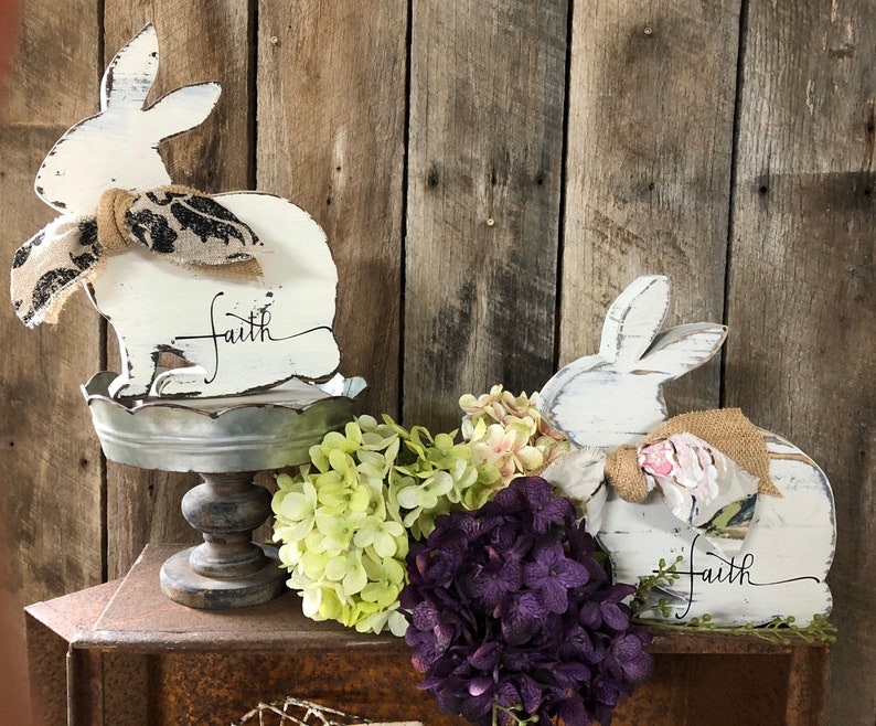 Bunny Rabbit Home Decor Reclaimed Wood Easter Decor Wood Etsy