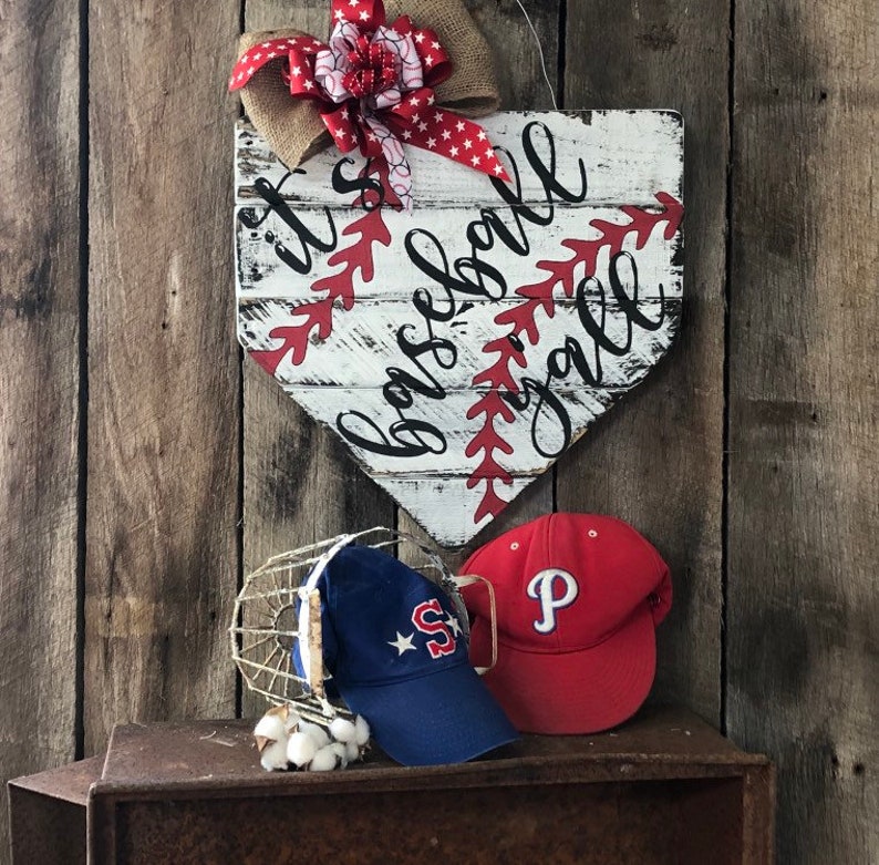Baseball Door Hanger Baseball Door Sign Baseball Decor Etsy