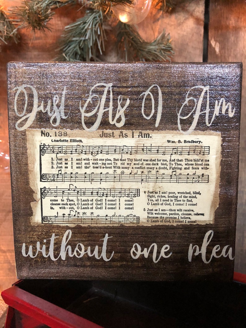 Just as I Am Hymn Sign Inspirational Wall Art Church Sheet Etsy