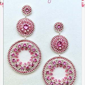 Pink earrings with Swarovski, handmade with Miyuki beads, Swarovski crystals and silver sterling. image 1