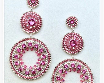 Pink earrings with Swarovski, handmade with Miyuki beads, Swarovski crystals and silver sterling.