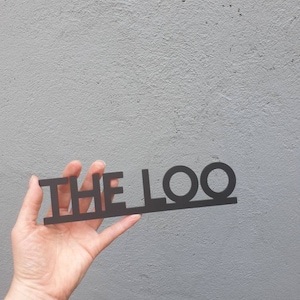 Letrero para puerta de baño THE LOO, adorno original para puerta de Little Hippo