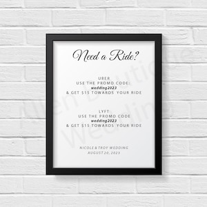 Uber/Lyft Voucher, Need A Ride Sign, Digital Download, Personalized Wedding Transport Sign, Printable Uber & Lyft design, Ride Share