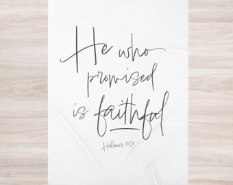 He Who Promised Is Faithful Swaddle Blanket | Christian Nursery Decor