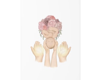 Fruitful Hands Christian Birth Art Print | Motherhood, Faith, Midwife Gift