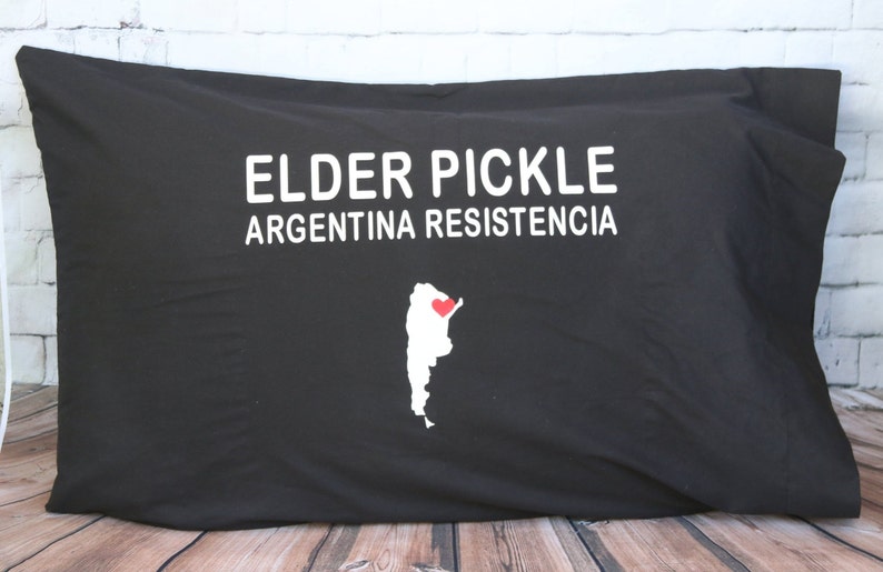 Missionary Personalized BLACK Pillow Case with Shape of StateCountry and Heart over Mission