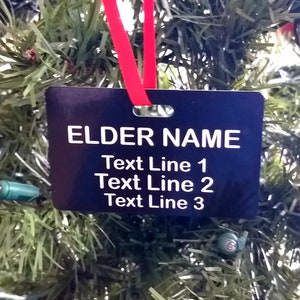 Missionary Personalized Aluminum Christmas Ornament With Name and 3-4 Lines of Custom Text