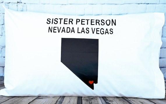 Missionary Personalized BLACK Pillow Case with Shape of StateCountry and Heart over Mission
