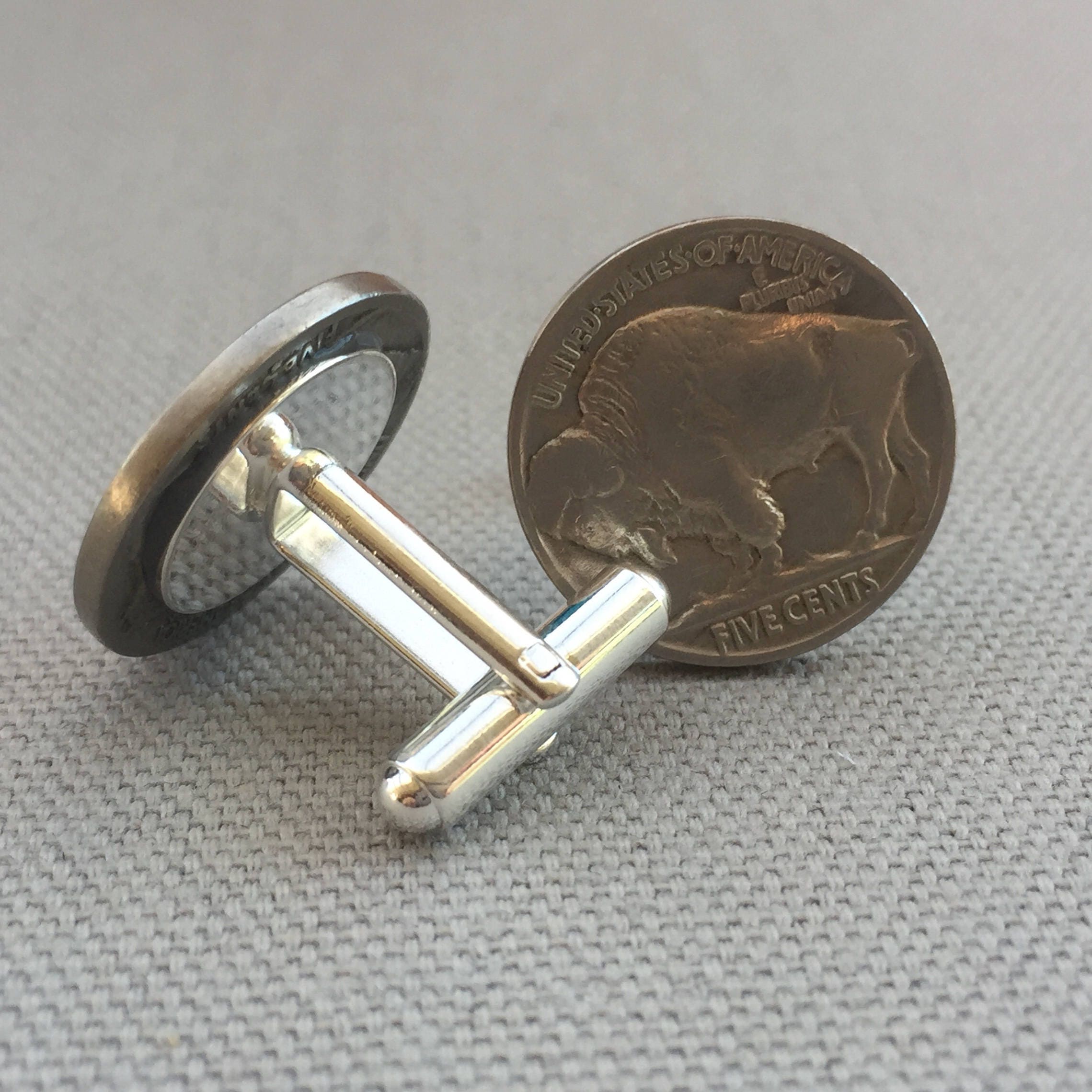 Buffalo Nickel Indian Head Cufflinks Free Gift Box and Free Etsy