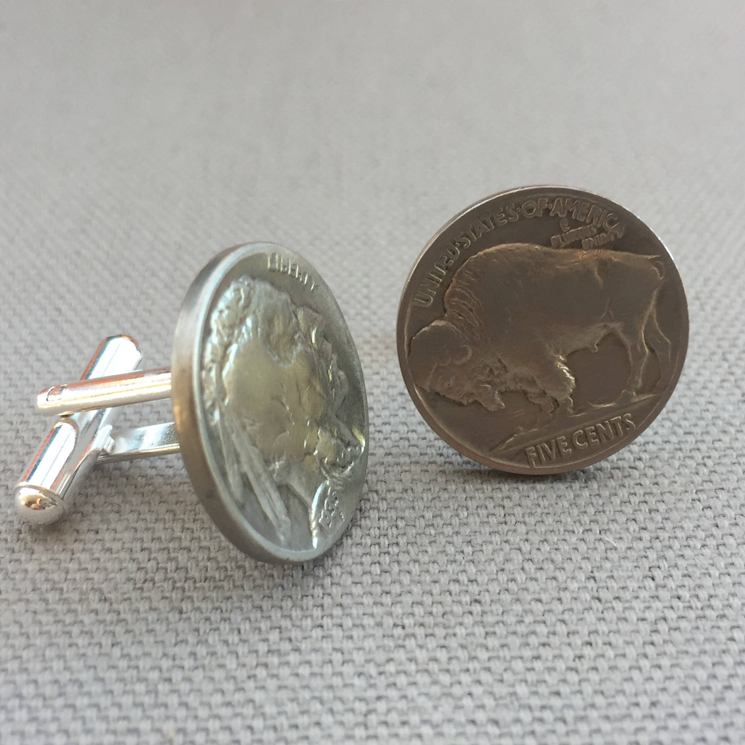 Buffalo Nickel Indian Head Cufflinks Free Gift Box and Free Etsy