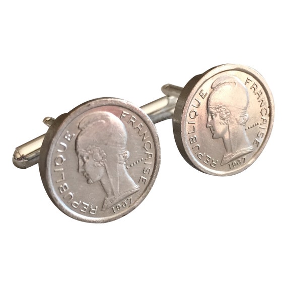 Eiffel Tower Paris France Vintage Illustration Handcrafted Hand Poured Resin Silver-Plate Square Cufflinks Cuff Links