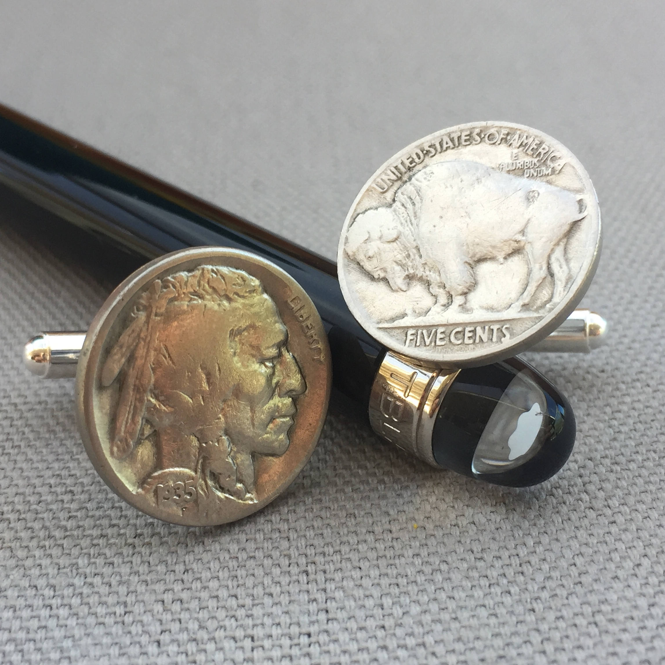 Buffalo Nickel Indian Head Cufflinks Free Gift Box and Free Etsy