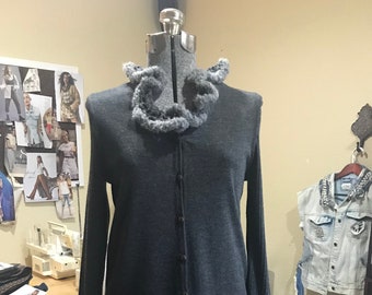 Long Gray Cardigan Sweater
