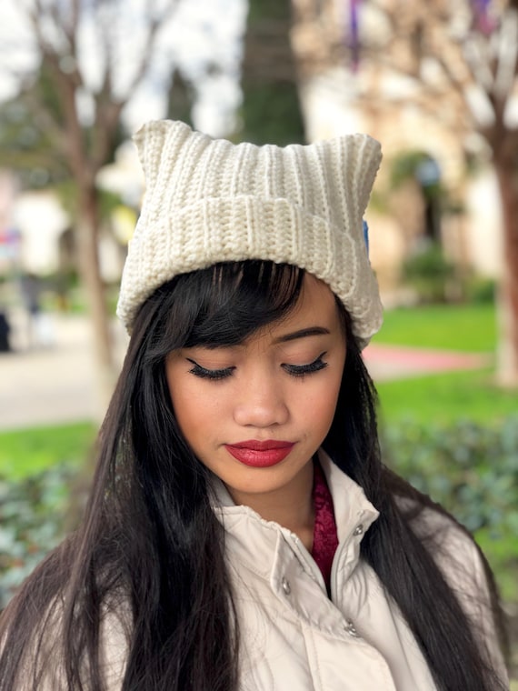 Jackie Beanie Square Cat Ears Beanie - Etsy