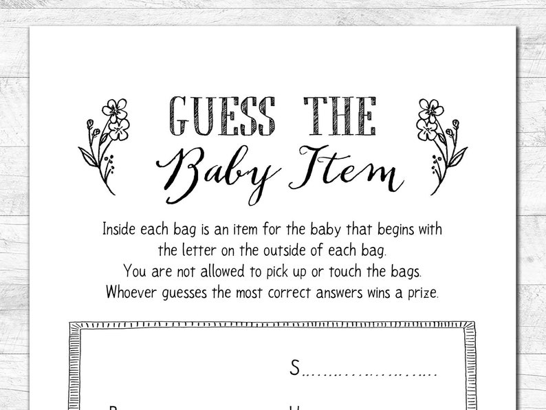 Guess the Baby Item . What's in the Bag Games . Baby Etsy