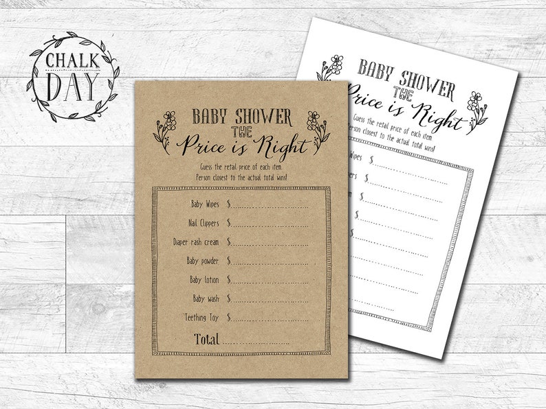Price Is Right Baby Shower Game Guess The Price Game Etsy
