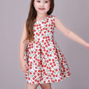 Smiley Oli - Casual Summer Toddlers Preschoolers Girl&#39;s Day & Evening Cute Fruity Cherry Sleeveless Dress in Red (Ages 3 - 5)