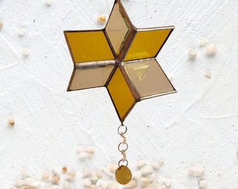 Small Yellow Wind Spinner - Outdoor Garden Stained Glass Whirligig - Outdoor Garden Decoration - Art Glass Sun Catcher