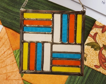 Basket Weave Quilt Square Stained Glass Sun Catcher