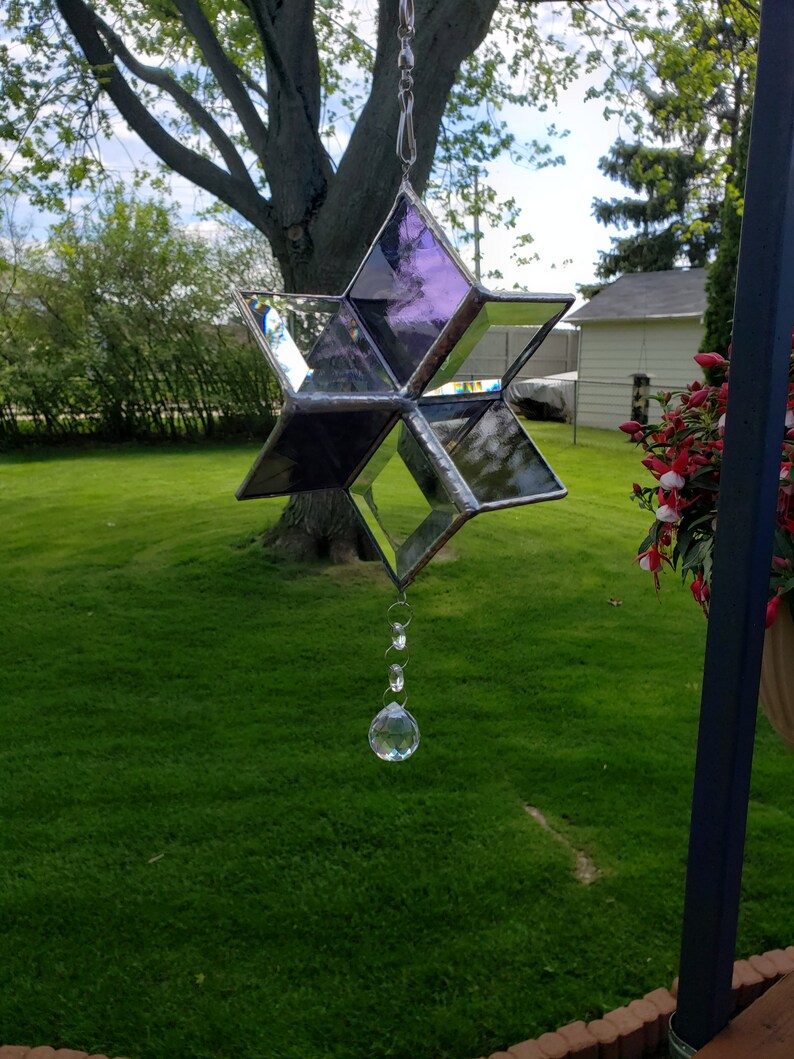 Small Purple Wind Spinner Outdoor Garden Stained Glass Etsy