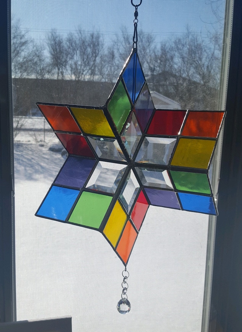 Multi Colored Stained Glass Wind Spinner Rainbow Stained Etsy.de