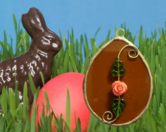 Chocolate Stained Glass Easter Egg Suncatcher