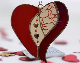 Stained Glass Beaded Heart Suncatcher