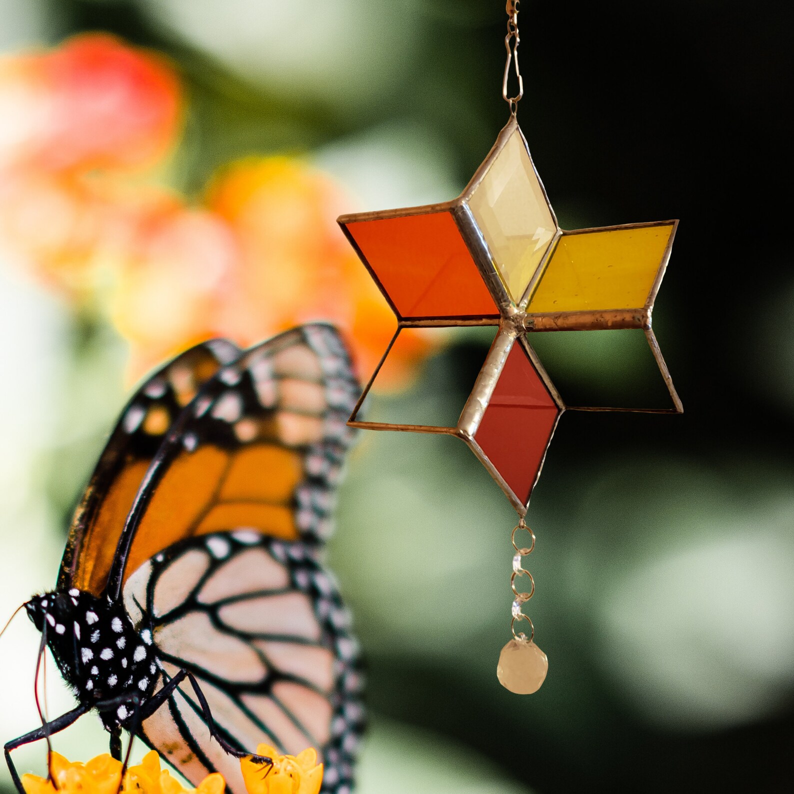 Small Stained Glass Wind Spinner Multi Colored Garden Etsy