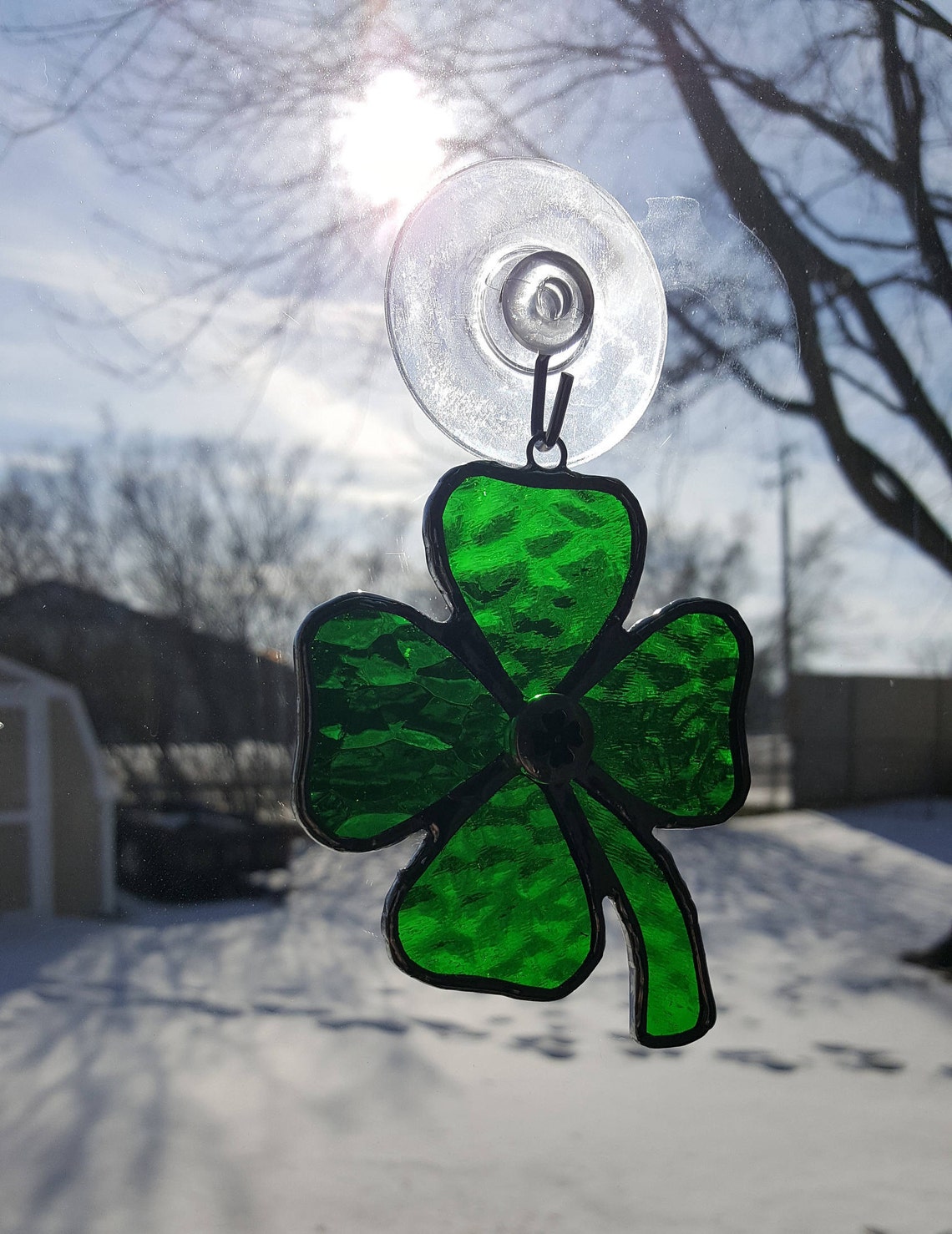 Shamrock Stained Glass Suncatcher Etsy