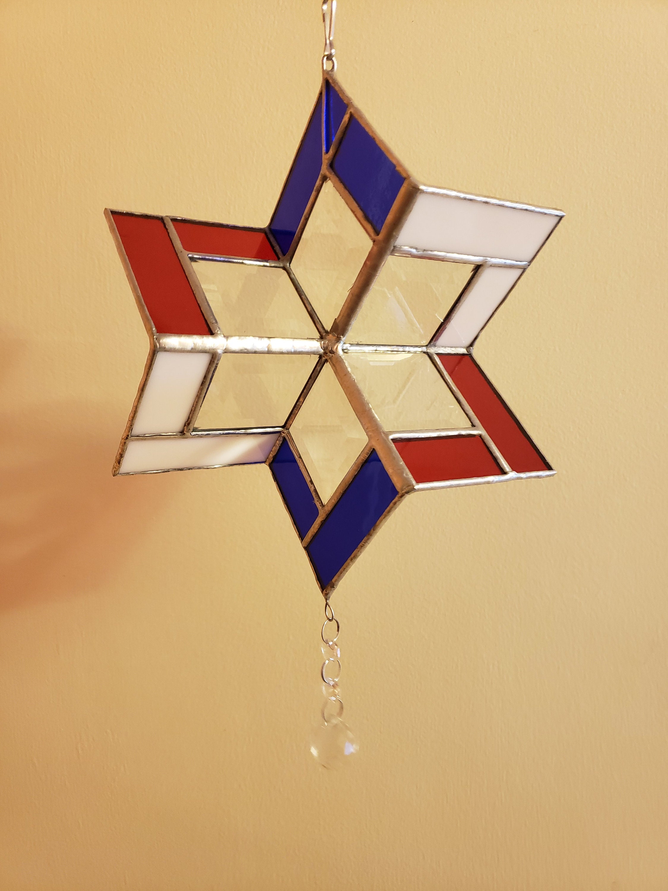 Patriotic Stained Glass Wind Spinner Red White and Blue Etsy