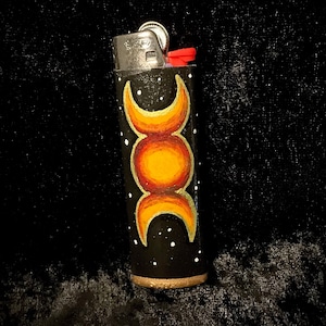 Triple Goddess Moon Wicca Lighter Hand-painted