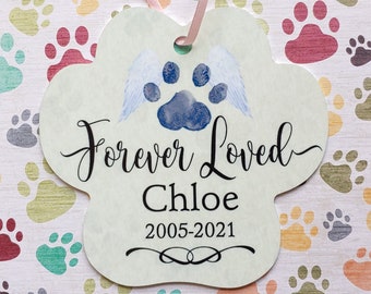 Personalized Pet Memorial Gift, Dog Passed Away, Pet Loss Ornament, Pet Keepsake, Sympathy, Rainbow Bridge, Cat Passed, Forever Loved Hanger