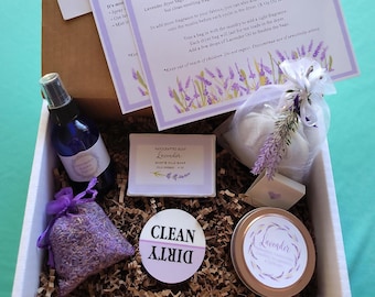 Lavender Gift Box, Spa Gift Set, Relaxation, Thinking of You, Thank you Gift, Birthday Gift Box, Laundry Care, Self Care Box, Lavender Soap