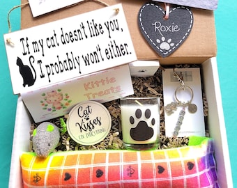 Cat Mom Gift Box, Personalized Cat Lover Gift Basket, Cat Owner Gift, Pet Gift, Cat Lady Gift, Handmade Cat Toy, New Kitten Box, Kitty Toys
