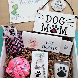 Dog Mom Gift Box, Dog Lover Gift Basket, Personalized Paw Keychain, New Dog, Puppy Love, Best Dog Mom, Dog Birthday, Rescue, Adoption, Toy