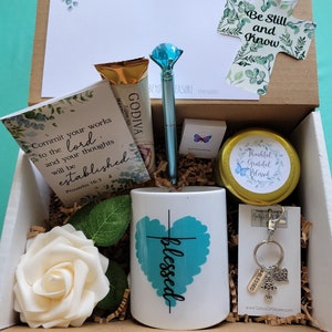 Caja de regalo cristiana de agradecimiento, regalos con versículos bíblicos, cumpleaños, taza cristiana de té y café, pastor, regalo para líder de la iglesia, estudio bíblico, devocional