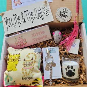 Cat Gift Box, Cat Lover Gift Basket, Kitten Mom Gift, Pet Gift, Cat Lady Gifts, Handmade Cat Toy, Pet Adoption, New Kitten Box, Kitty Toy