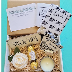 Wedding Engagement Gift Box, Romantic Gift, Personalize Gift Basket, Newlywed Gift, His and Hers Gift, Bride Gift Set, Newly Engaged Gift