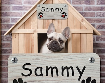 Personalized Dog Crate Sign, Custom New Pet Gift Tag, Name Plate with Paws, Puppy, Adoption, Rescue, Gift For Dog Lover, Food, Kennel Sign