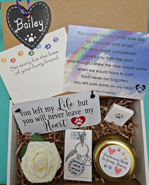 Dog Loss Gift Box, Pet Loss Keepsake, Dog Sympathy Gift, Remembrance Momento, Custom Memorial Gift, Rainbow Bridge, Dog Passing Memorial