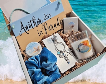 Beach Decor Spa Gift Box, Coastal Cottage Basket, Best Friend Birthday, Thank you, Summer Jewelry, Ocean Lover, Sea Turtle Earring, Keychain