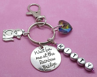Personalized pet memorial jewelry, dog memorial, cat memorial, pet loss gift, Custom key ring, sympathy, Rainbow keychain, Bereavement Gift