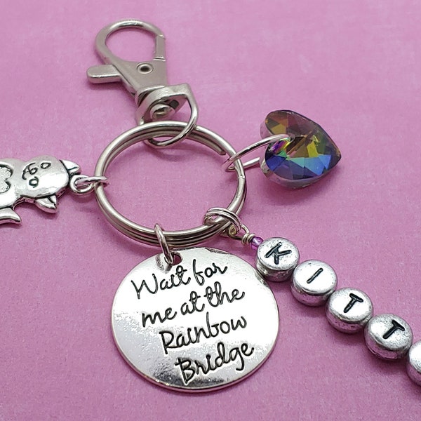 Custom pet memorial jewelry, dog memorial, cat memorial, pet loss gift, Personalized Pet Loss memorial key ring, sympathy, Rainbow keychain
