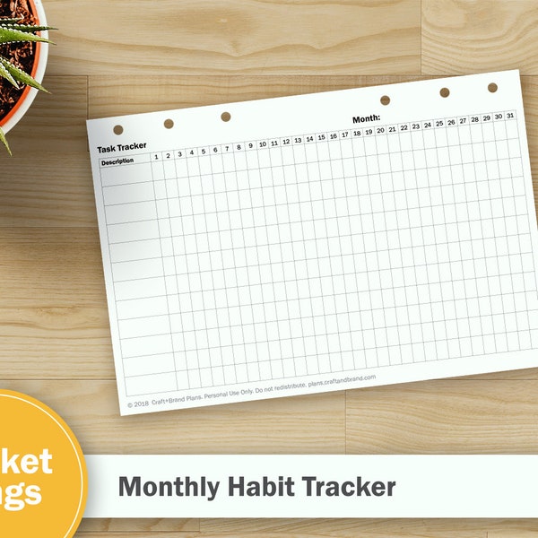 Printable Monthly Habit Tracker - Taschenringe