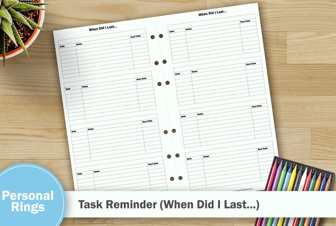 Printable Task Reminder - Personal Rings - Etsy