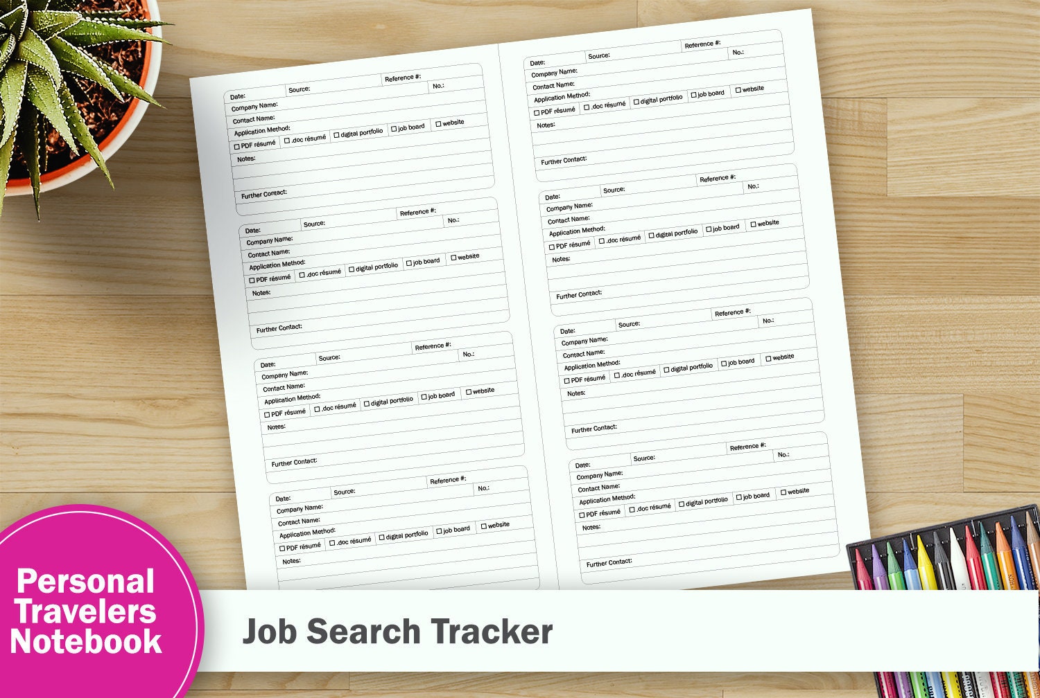 Printable Job Search Tracker Personal Traveler's Notebook - Etsy Israel